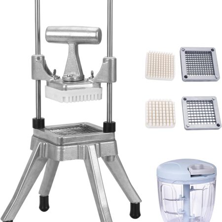Commercial Heavy Duty Vegetable Cutter with 1/4" & 3/8" Stainless Steel Blades, Manual Onion Potato Pepper Dicer