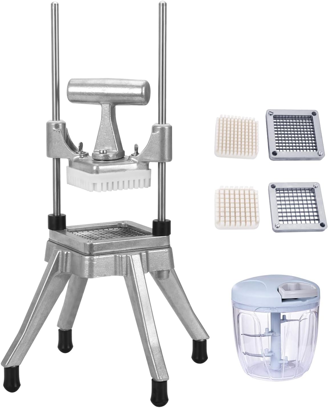 Commercial Heavy Duty Vegetable Cutter with 1/4" & 3/8" Stainless Steel Blades, Manual Onion Potato Pepper Dicer