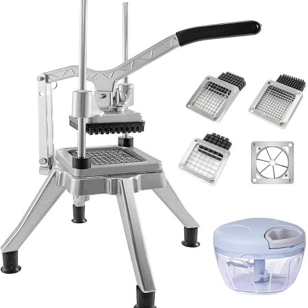 Commercial Vegetable Fruit Chopper with 6-Wedge Slicer & 1/4″&3/8″&1/2" Blades, Professional Food Dicer French Fry Cutter Onion Slicer Stainless Steel
