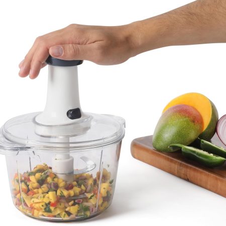Manual Vegetable Chopper with Container, Large-Capacity Chopping Bowl with Interchangeable Blades for Dicing Slicing & Meal Prep