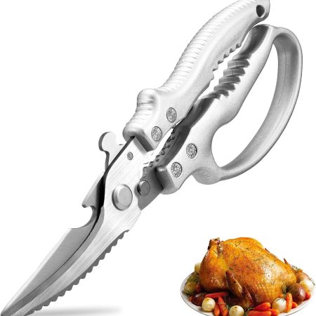 Razor Sharp Poultry Shears for Chicken & Bones, Spring-Loaded Heavy Duty Kitchen Scissors, Multi-Purpose, 3Cr13 Steel Blade, Dishwasher Safe