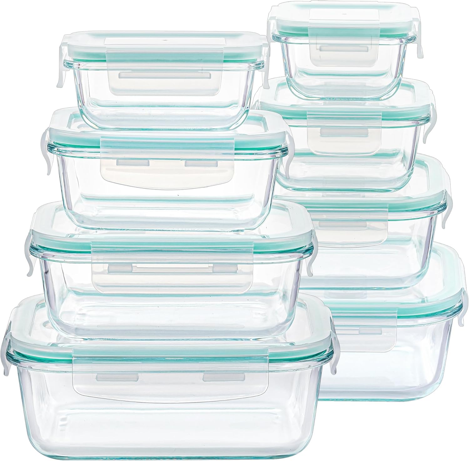 8 Pack Glass Food Storage Containers with Airtight Lids, Meal Prep Lunch Containers, Leakproof, Microwave Oven Freezer Dishwasher Safe, BPA Free