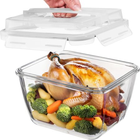 17 Cups / 132 oz Large Glass Food Storage Containers with Lids, Leakproof, BPA-Free, Microwave & Oven Safe
