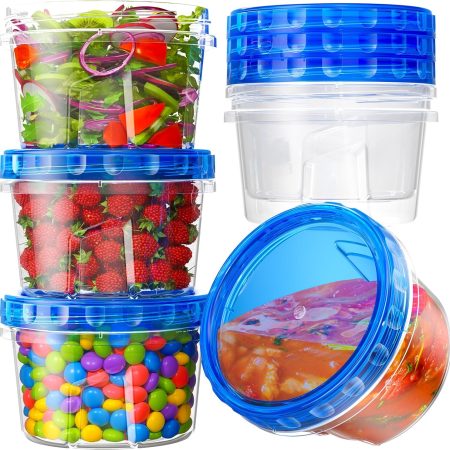 6 Pack 17oz Freezer Storage Containers, Plastic Food Storage Containers with Twist Top Lids, BPA Free, Microwave and Dishwasher Safe